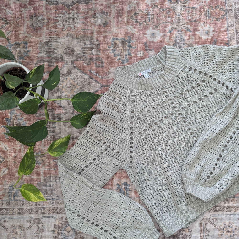 Women's Long Sleeve Knit Top - Cream